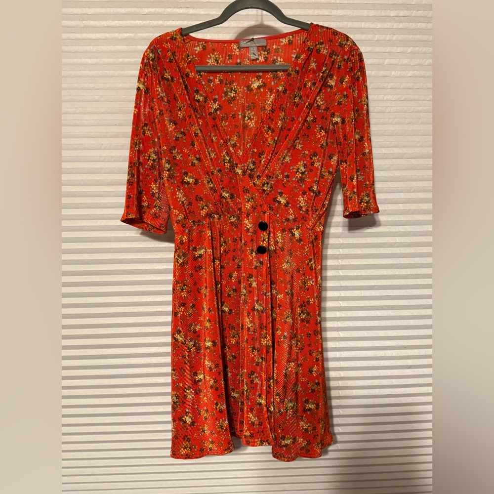 Floral Red Dress